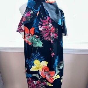 Trina Turk Floral Shift Dress - Navy with Multicolor Accents